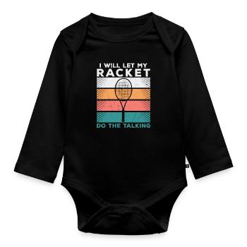 Tennis Racket Funny Sports Pun For An Athlete - Organic Longsleeve Baby Bodysuit - black - Front