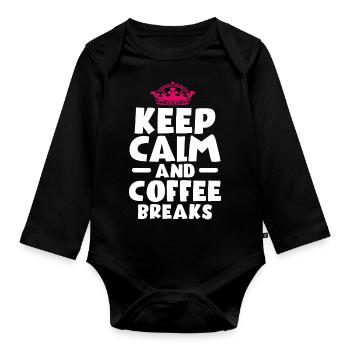 Kaffee - Baby Bio-Langarm-Body - Schwarz - Vorne
