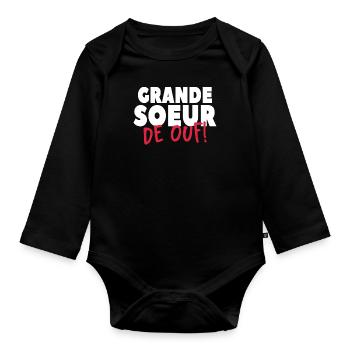 Grand Soeur De Ouf - Body Bébé bio manches longues - noir - Devant