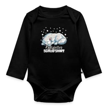 Hunde schläft Schlafender Hund Pyjama Nachthemd - Baby Bio-Langarm-Body - Schwarz - Vorne