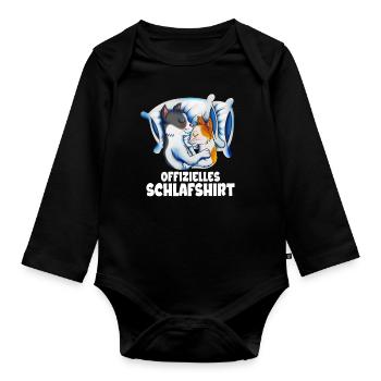 Katzenfreund Katzenbesitzer Schlafshirt Katzenpaar - Baby Bio-Langarm-Body - Schwarz - Vorne