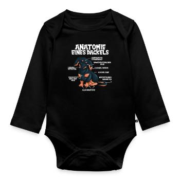 Lustig Hund Kostüm Anatomie Dackel Hundeliebhaber - Baby Bio-Langarm-Body - Schwarz - Vorne