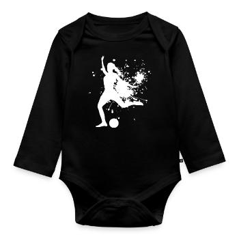 Fussballer Herren Fussball Fussballspieler - Baby Bio-Langarm-Body - Schwarz - Vorne