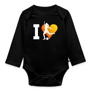 Fussball Fussballspielen Fussballspieler Damen - Baby Bio-Langarm-Body - Schwarz - Vorne