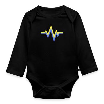 Syndrome de Down mondial des battements de cœur jaunes et bleus - Body Bébé bio manches longues - noir - Devant