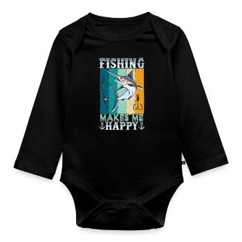 Thérapie Pêche Lac Carpe Pêcheur Pêcheur Appât - Body Bébé bio manches longues - noir - Devant