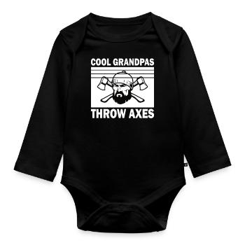 Grandpa Axe Throw Axe Throw Target Throw Axe Throw Pension - Organic Longsleeve Baby Bodysuit - black - Front