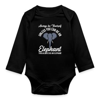 Elefant Spruch - Baby Bio-Langarm-Body - Schwarz - Vorne
