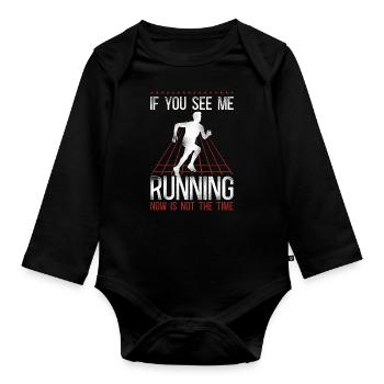 Running Runner Half Marathon - Organic Longsleeve Baby Bodysuit - black - Front