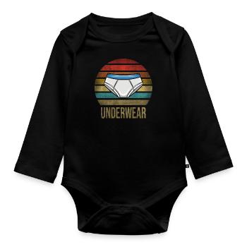Underwear Slip Underpants Laundry Day - Organic Longsleeve Baby Bodysuit - black - Front