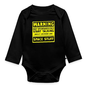 stars planet moon earth - Organic Longsleeve Baby Bodysuit - black - Front