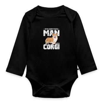 Welsh Corgi Dog Dog Dog Race Cadeau - Body Bébé bio manches longues - noir - Devant