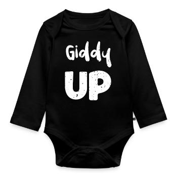 Giddy Up - Texas - Baby Bio-Langarm-Body - Schwarz - Vorne