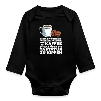 Kaffee Montag Morgen - Baby Bio-Langarm-Body - Schwarz - Vorne