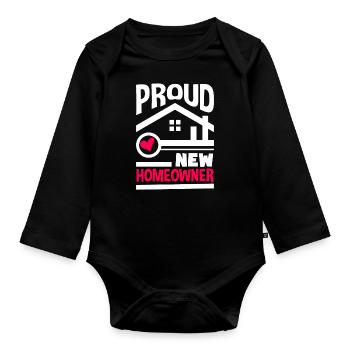 Homeowner Home Purchase Gift - Organic Longsleeve Baby Bodysuit - black - Front