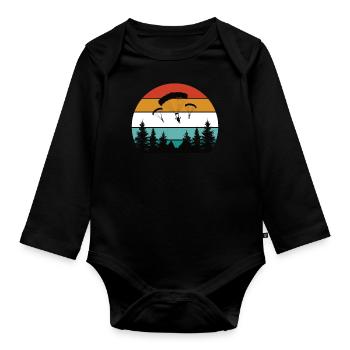 Paragliding Gleitschirmflieger Fallschirm Para - Baby Bio-Langarm-Body - Schwarz - Vorne