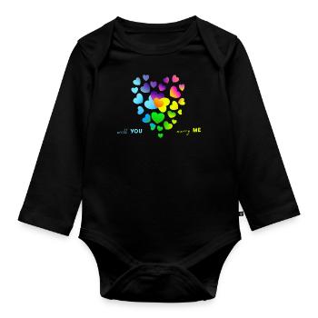 marry wedding engagement - Organic Longsleeve Baby Bodysuit - black - Front