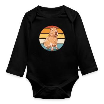 Capybara Rongeur Animal - Body Bébé bio manches longues - noir - Devant