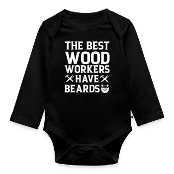 Lumberjack Beard Woodworker Man Chainsaw Forest - Organic Longsleeve Baby Bodysuit - black - Front