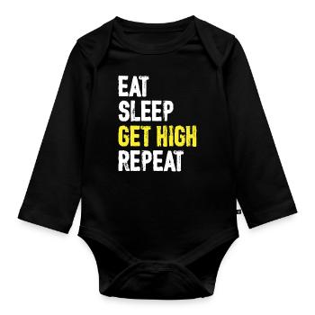 Wood Chainsaw Lumberjack Woodworker Climbing - Organic Longsleeve Baby Bodysuit - black - Front