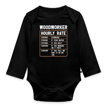 Wood Chainsaw Lumberjack Woodworker Climbing - Organic Longsleeve Baby Bodysuit - black - Front