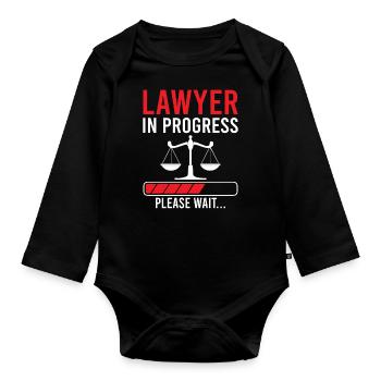 Slogan de l’avocat - Avocat en cours s’il vous plaît - Body Bébé bio manches longues - noir - Devant