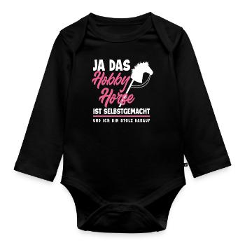 Hobby Horse Steckenpferd Reiten - Baby Bio-Langarm-Body - Schwarz - Vorne