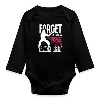 Karate Princess Girl Woman Gift - Organic Longsleeve Baby Bodysuit - black - Front