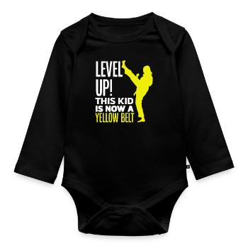 Karaté Ceinture Jaune Enfant - Body Bébé bio manches longues - noir - Devant