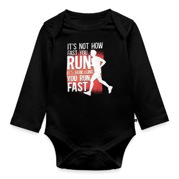 Running Runner Half Marathon - Baby Bio-Langarm-Body - Schwarz - Vorne
