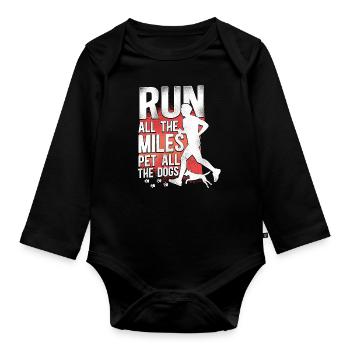 Running Runner Demi-Marathon Chien - Body Bébé bio manches longues - noir - Devant