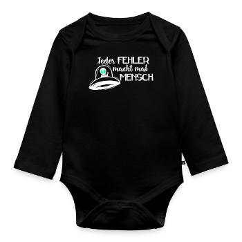 UFO - Jeder FEHLER macht mal MENSCH2 - Baby Bio-Langarm-Body - Schwarz - Vorne
