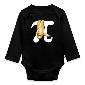 Math Sloth Pi - Organic Longsleeve Baby Bodysuit - black - Front