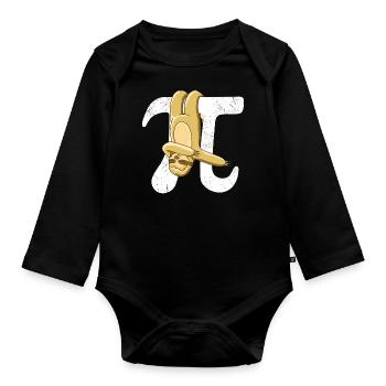 Math Sloth Pi - Organic Longsleeve Baby Bodysuit - black - Front