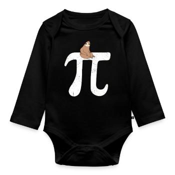 Math Sloth Pi - Organic Longsleeve Baby Bodysuit - black - Front