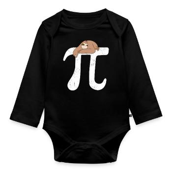 Math Sloth Pi - Organic Longsleeve Baby Bodysuit - black - Front