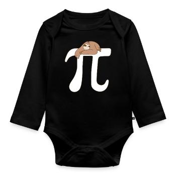 Math Sloth Pi - Organic Longsleeve Baby Bodysuit - black - Front
