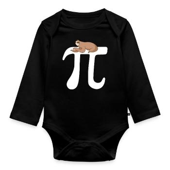 Math Sloth Pi - Organic Longsleeve Baby Bodysuit - black - Front