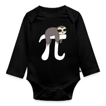 Math Sloth Pi - Organic Longsleeve Baby Bodysuit - black - Front