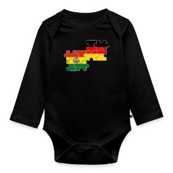 Bolivien Deutschland Flagge - Baby Bio-Langarm-Body - Schwarz - Vorne
