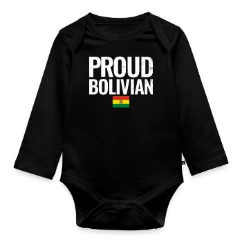 Proud Bolivian Bolivien Bolivianische Flagge - Baby Bio-Langarm-Body - Schwarz - Vorne