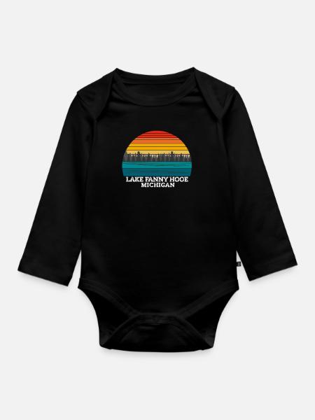 Lake Fanny Hooe Michigan - Organic Longsleeve Baby Bodysuit - black
