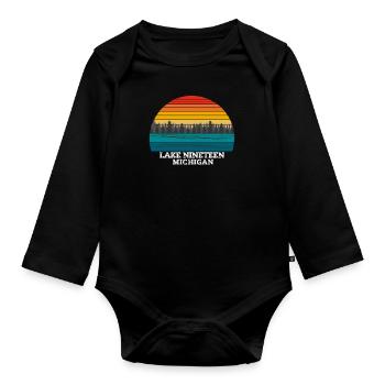 Lake Nineteen Michigan - Organic Longsleeve Baby Bodysuit - black - Front