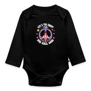 Hippie Peace Flower Power Amour Paix Cadeau - Body Bébé bio manches longues - noir - Devant