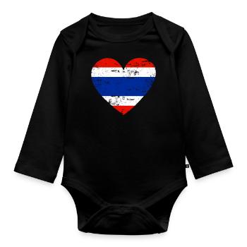 Thaïlande Flag Heart - Body Bébé bio manches longues - noir - Devant