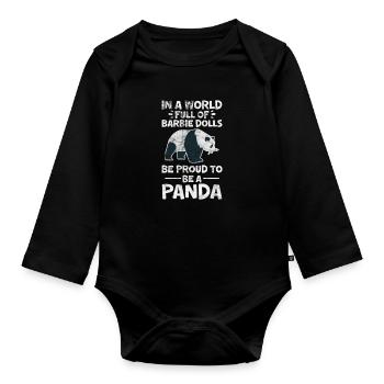 Panda - Body Bébé bio manches longues - noir - Devant