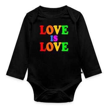 Love is love - Baby Bio-Langarm-Body - Schwarz - Vorne