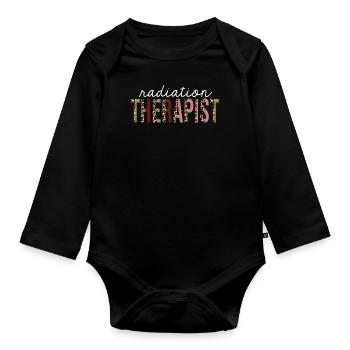Strahlentherapeut Leopardenprint lustiges Geschenk - Baby Bio-Langarm-Body - Schwarz - Vorne