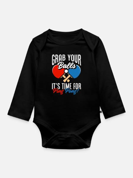 Fun Tafeltennis Cadeau - Baby bio-rompertje met lange mouwen - zwart
