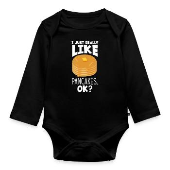 Funny Pancake Pancakes Gift - Organic Longsleeve Baby Bodysuit - black - Front